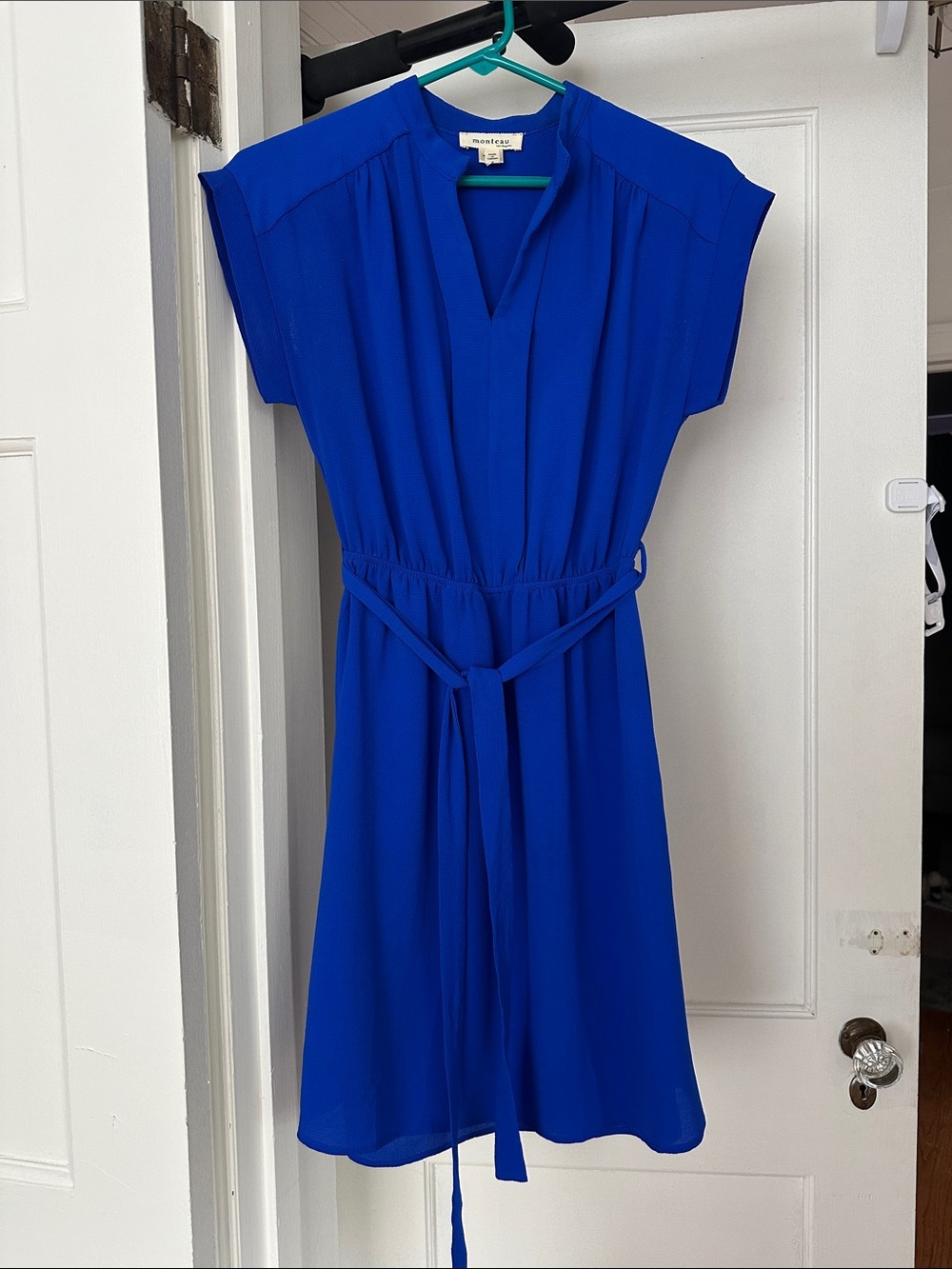 Monteau Cobalt Blue Short Sleeve Belted Dress